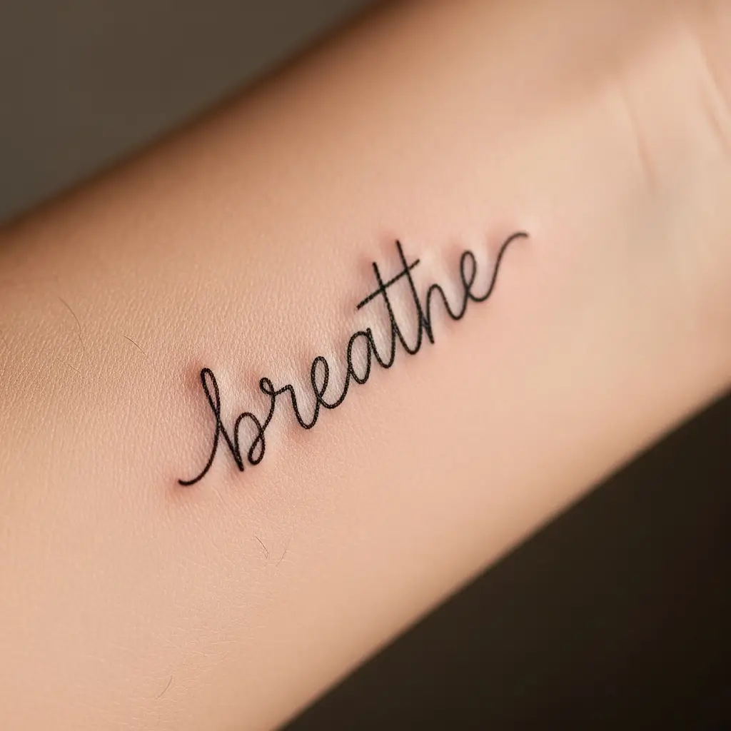 Minimalist Lettering Tattoo mit persönlicher Handschrift auf dem Handgelenk