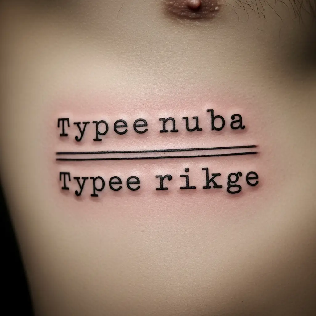 Typewriter Tattoo mit mehreren Zeilen Text auf den Rippen eines Mannes